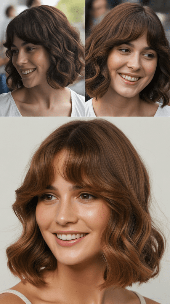 Classic Wavy Long Bob With Curtain Bangs