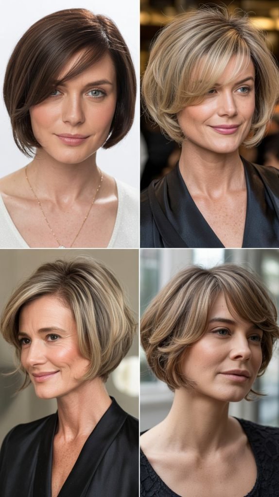. The Side-Parted Bob with Swoopy Bangs