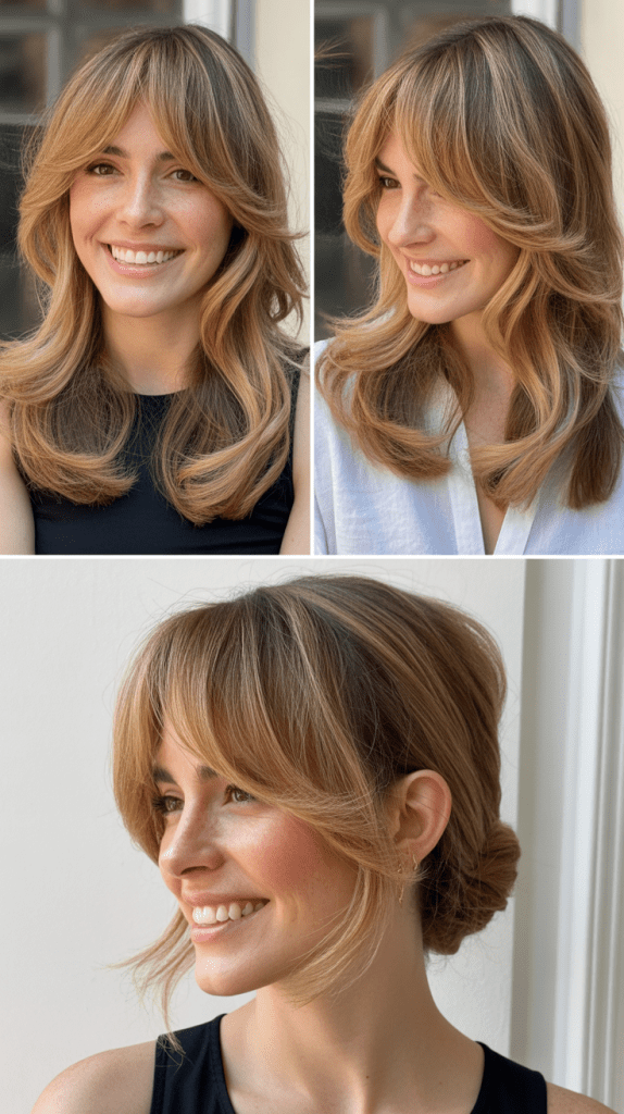 Swoopy Bangs With Channeled Layers