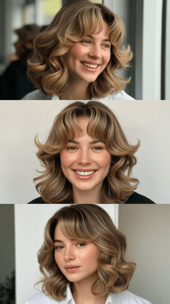 Loose Romantic Waves with Curtain Bangs