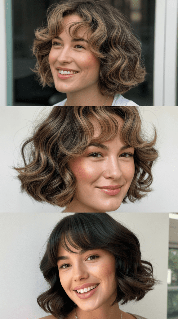 Wavy Bob With Layered Curtain Bangs