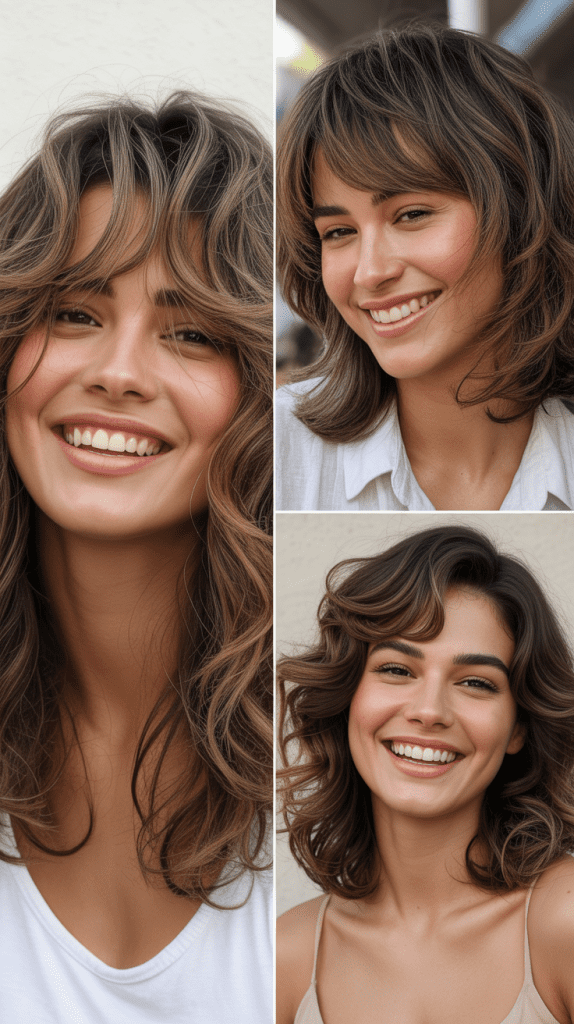 Shaggy Layers With Choppy Curtain Bangs