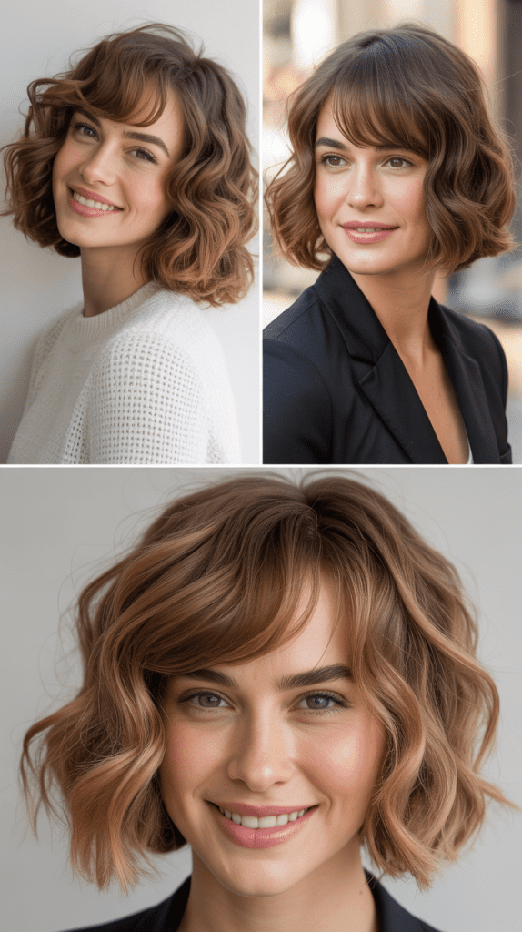 Wavy Bob With Side-Brushed Bangs