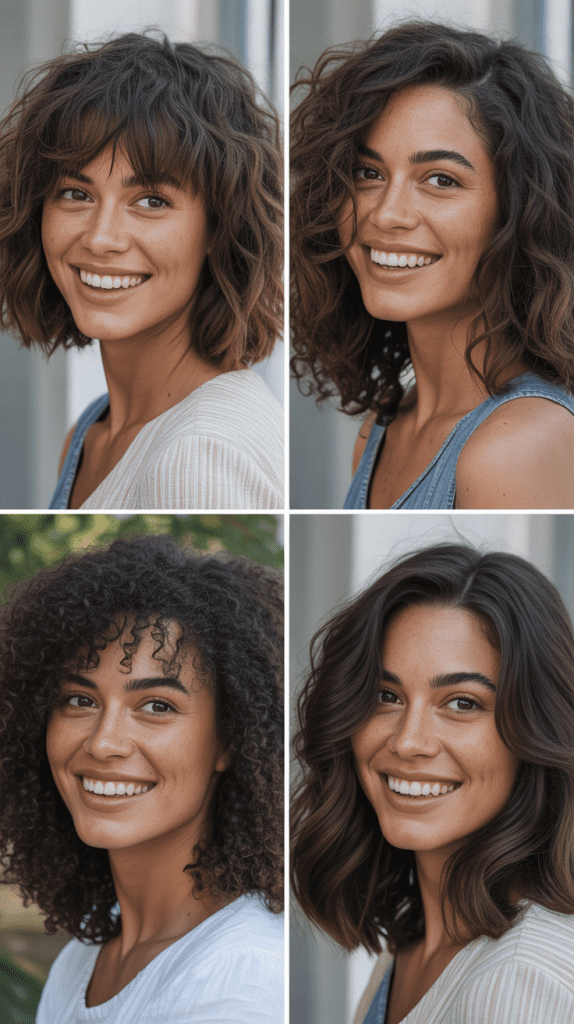 Textured LOB With Choppy Curtain Bangs