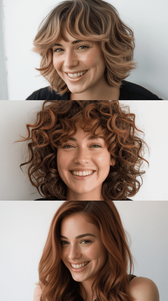 Shaggy Lob With Choppy Curtain Bangs And Highlights