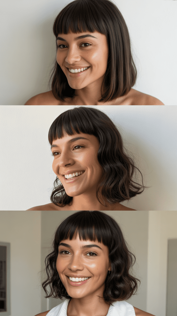 Classic Blunt Lob With Straight Across Bangs