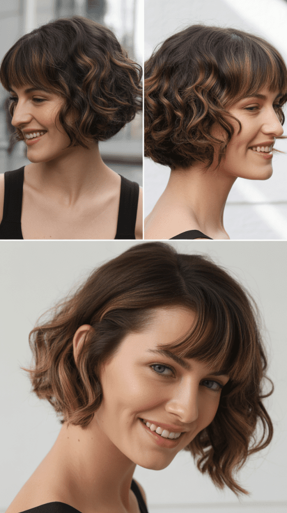 Asymmetrical Wavy Bob With Side Bangs