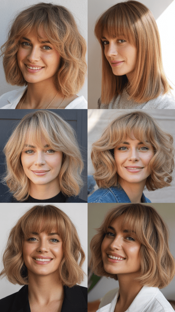 Long Bangs with Honey Butter Blonde Layers