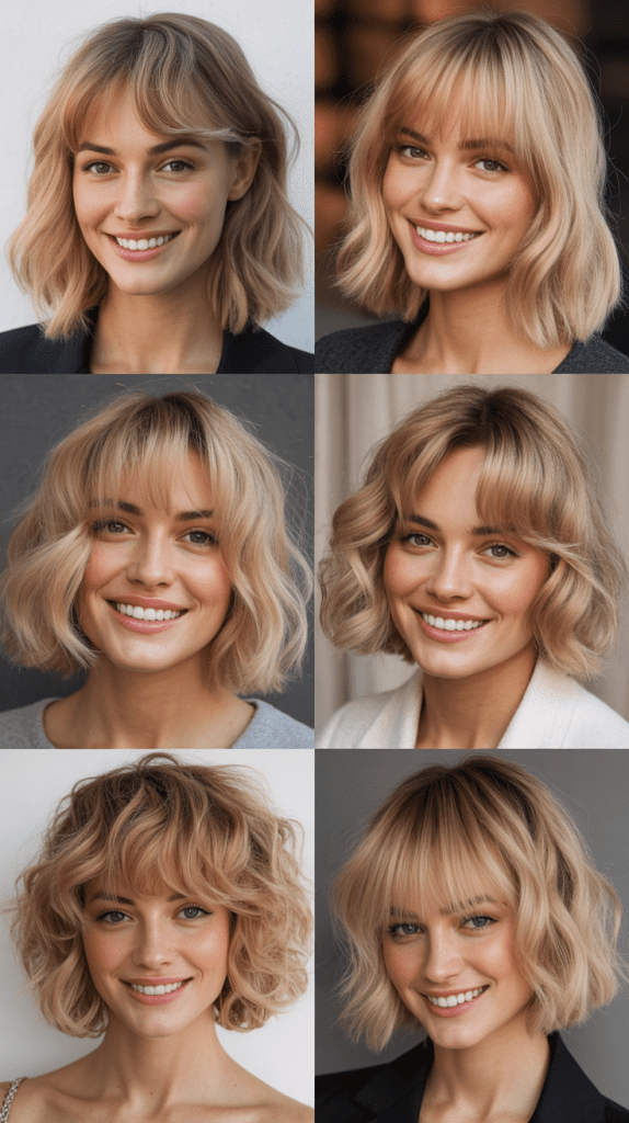 Shaggy Blonde Lob with Piecey Side Bangs