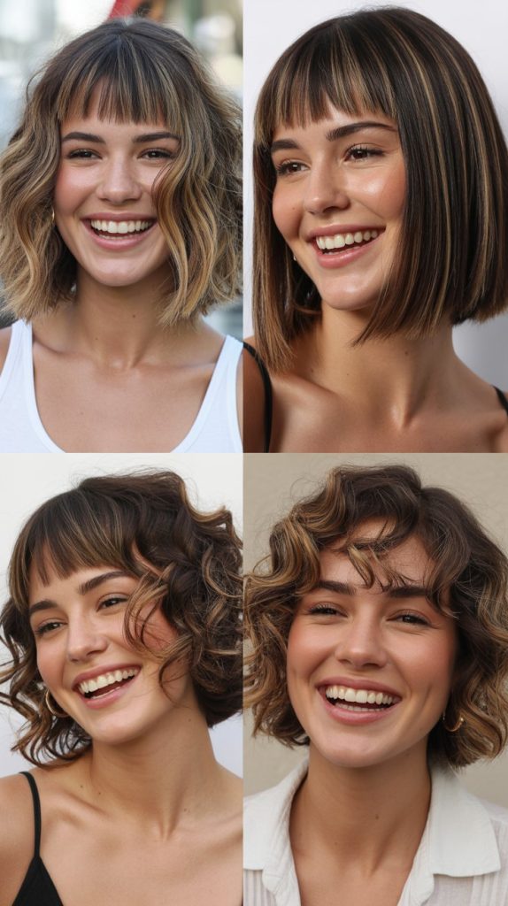 Chin-Length Bob with Zigzag Parted Bangs