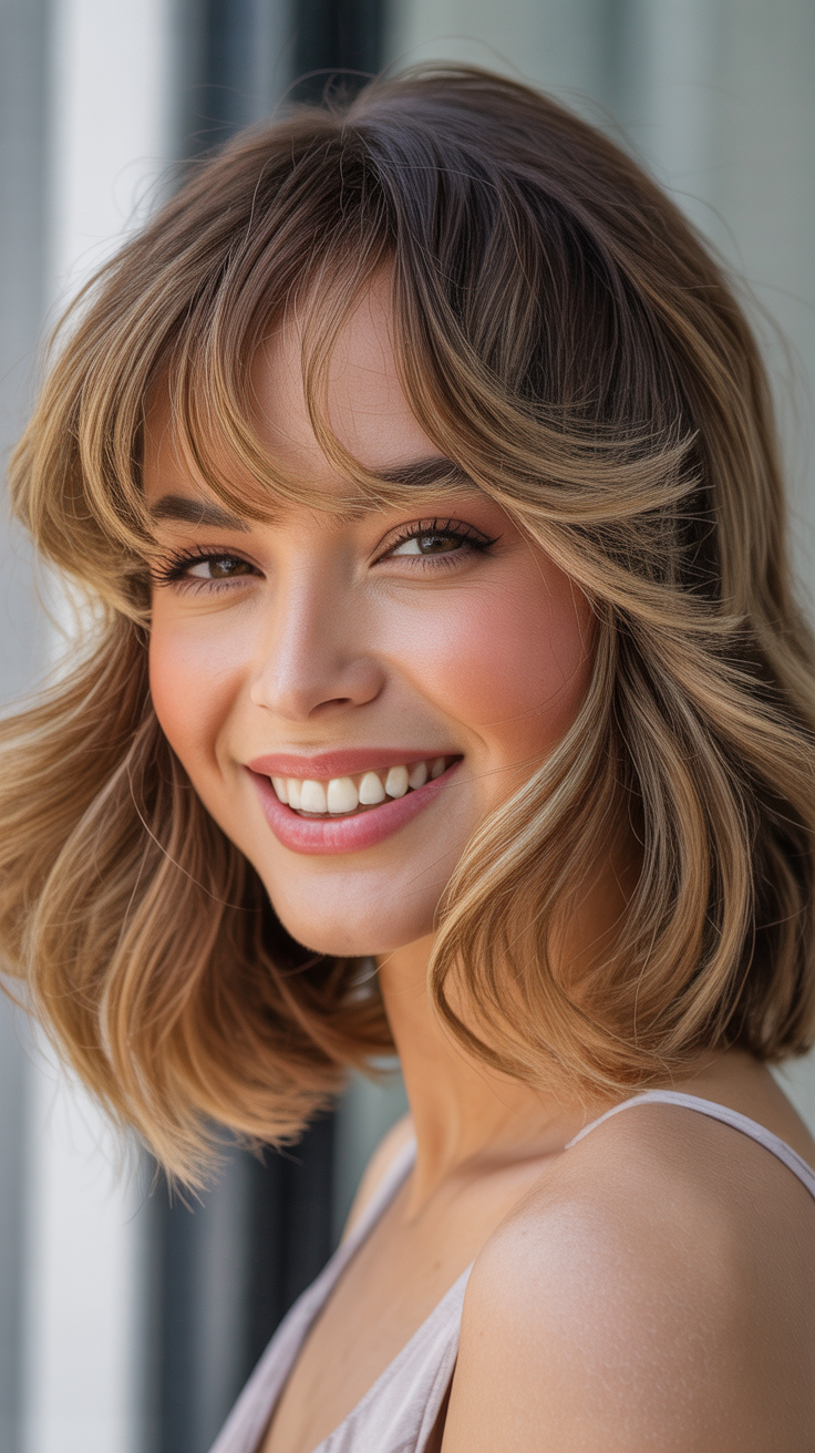 Medium-Length Hairstyles With Baby Bangs That Feel Bold and Trendy