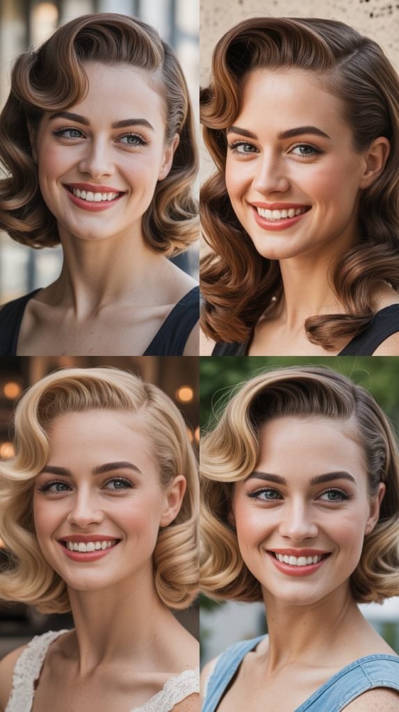 Vintage-Inspired Waves with Pin-Up Side Bangs