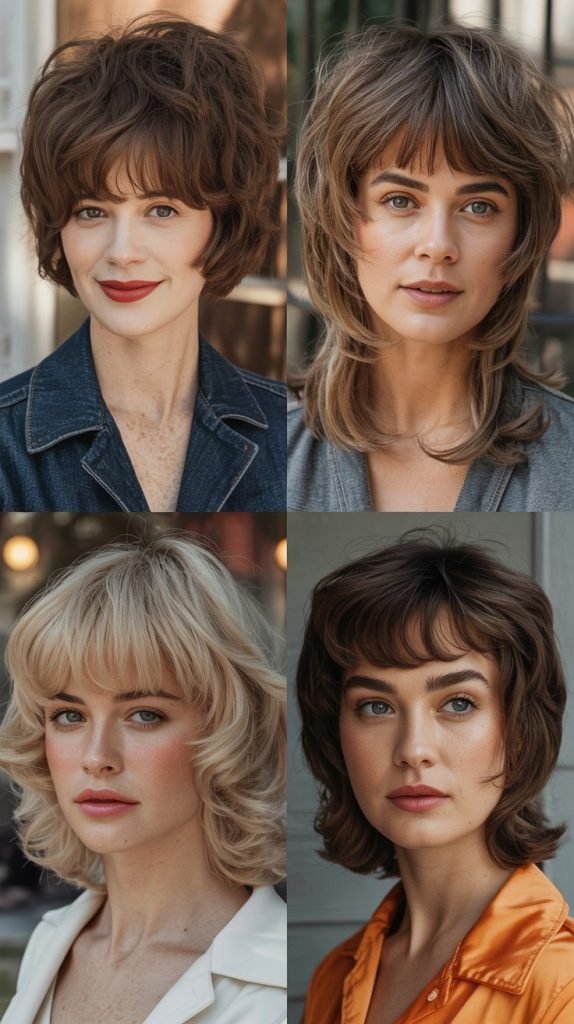  Vintage-Inspired Wolf Cut With Retro Bangs