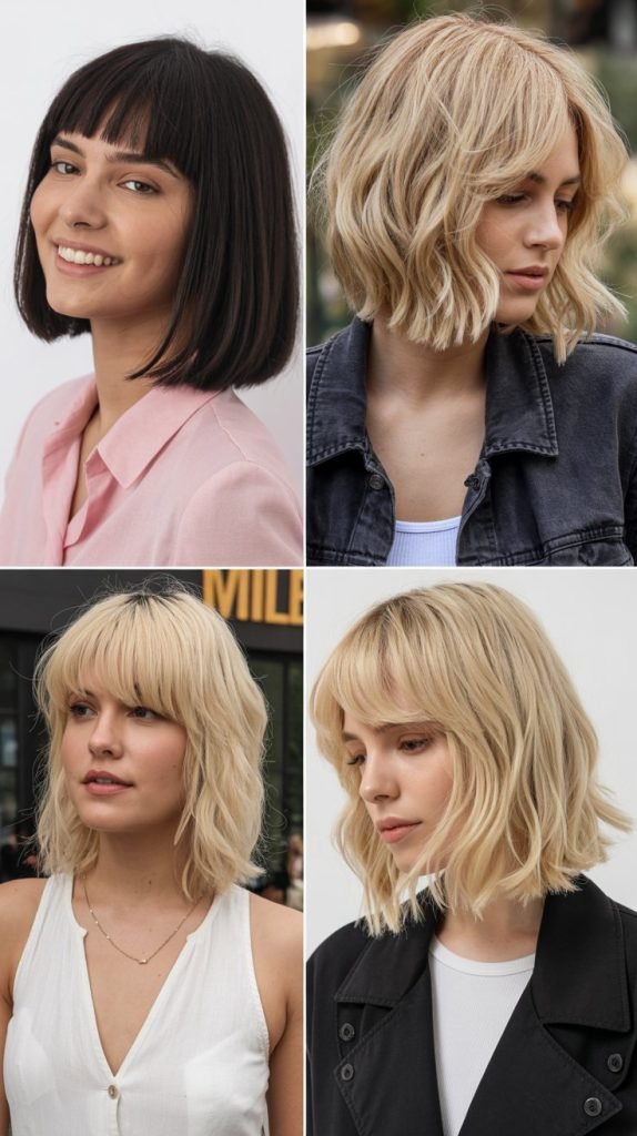  Asymmetrical Bangs with Angular Bob