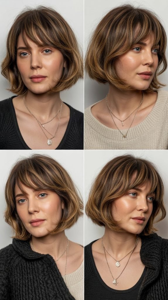 Asymmetrical Bob with Curtain Bangs