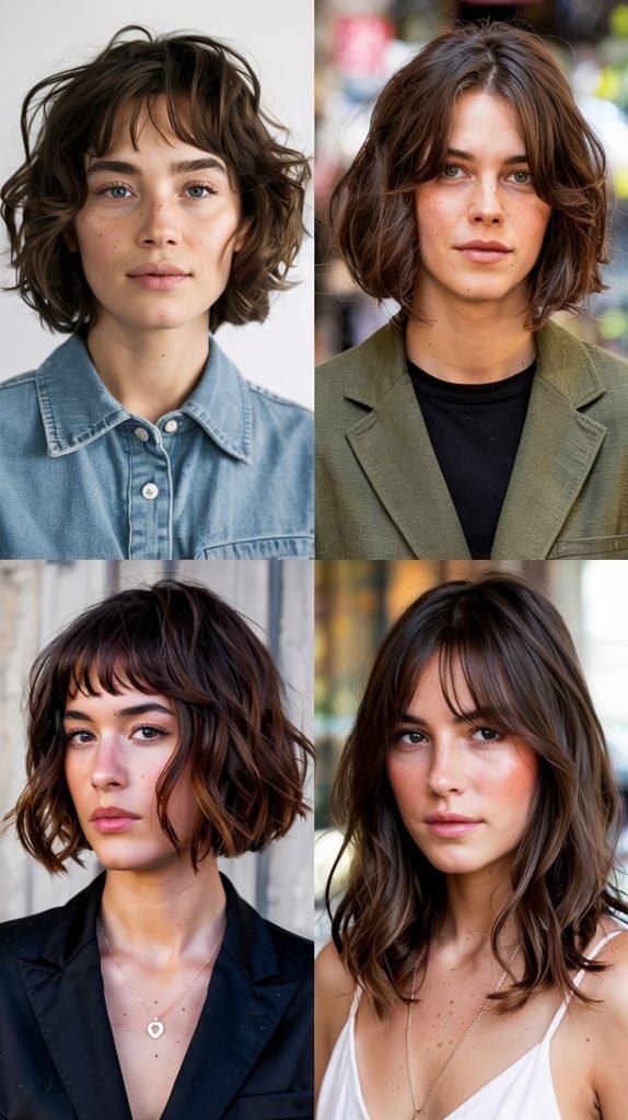  Asymmetrical Lob With Curtain Bangs