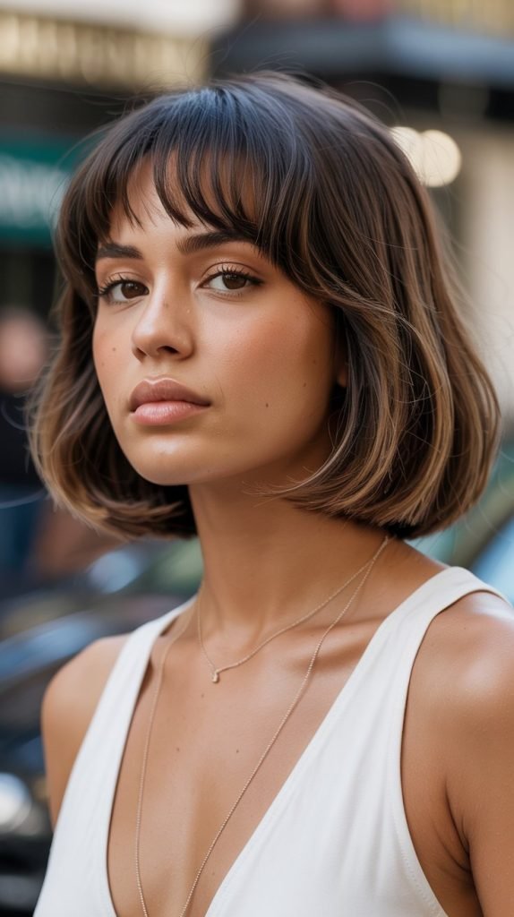 Baby Bangs With Sleek Lob