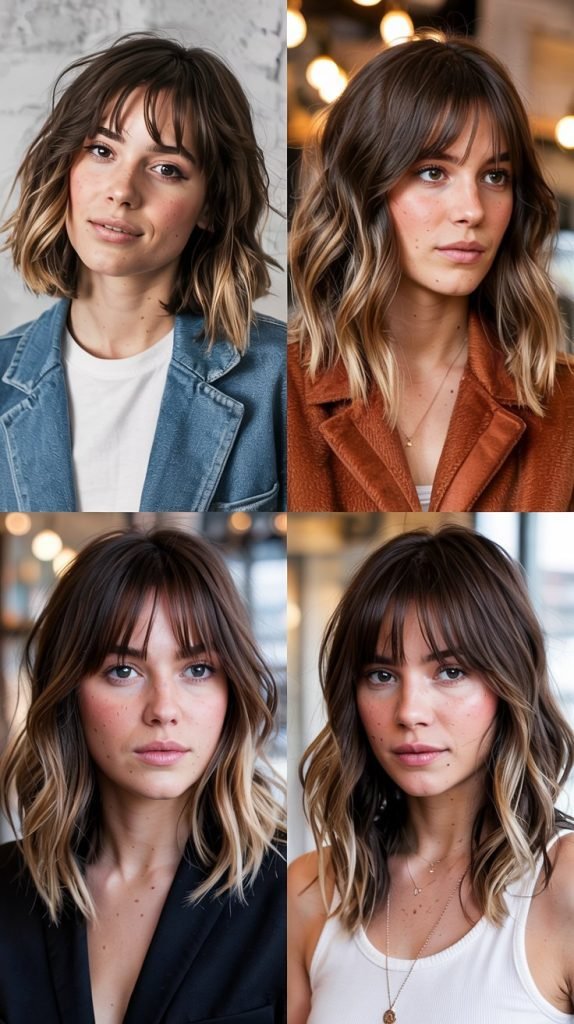  Balayage Lob With Curtain Bangs