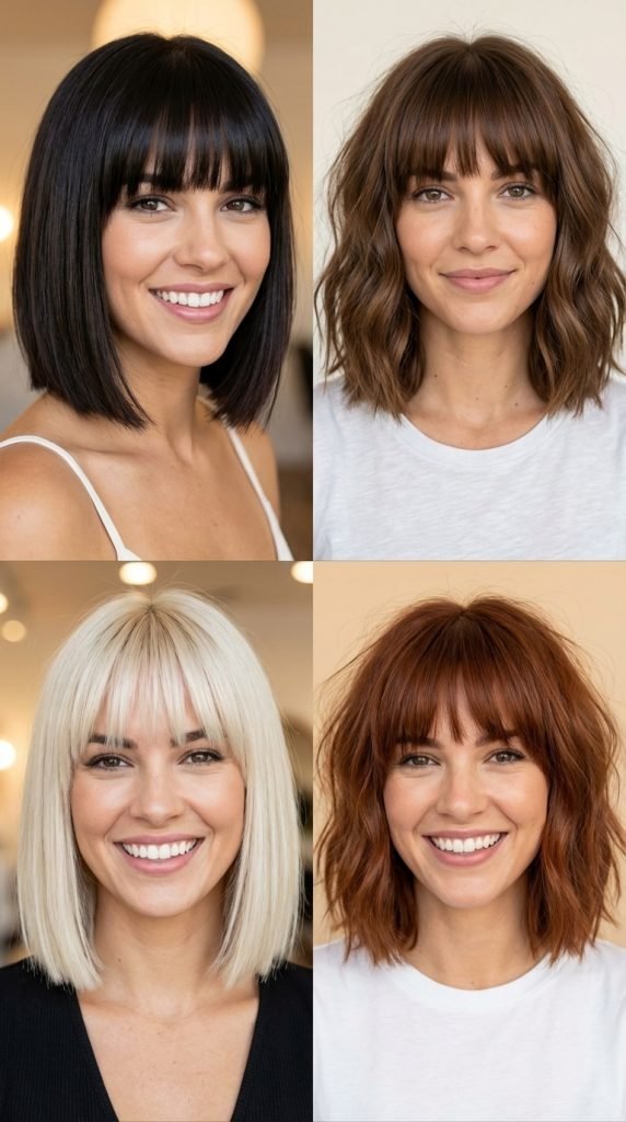  Side-Swept Bangs with One-Length Cut