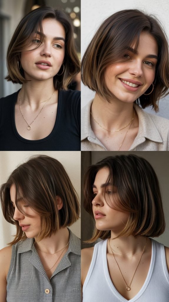 . Blunt Lob with Face-Framing Layers