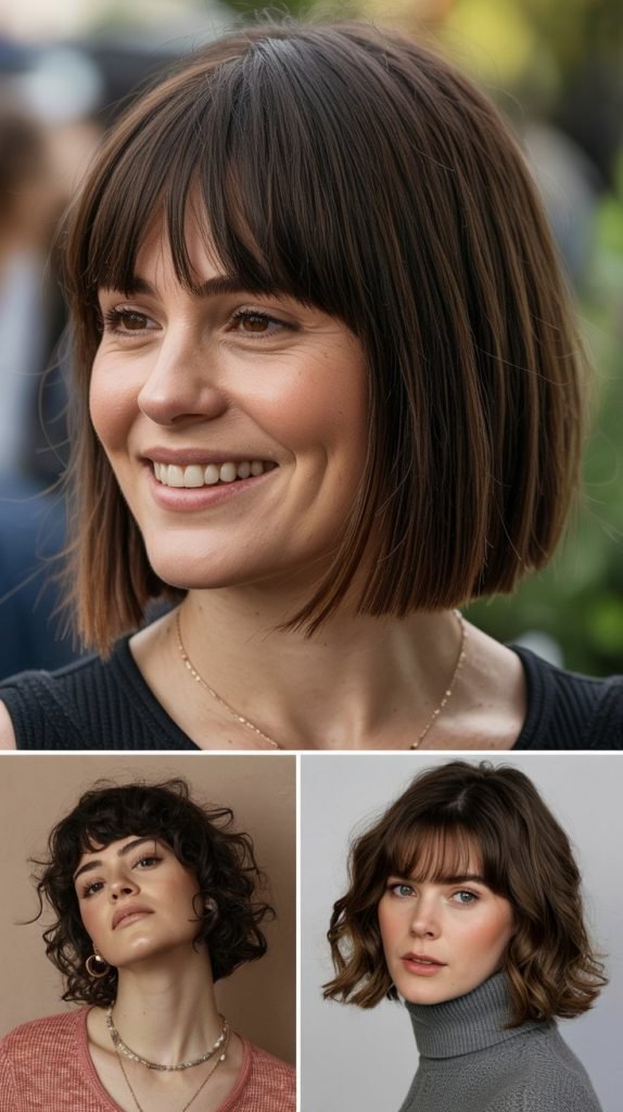  Blunt Shoulder Bob with Middle-Parted Bangs