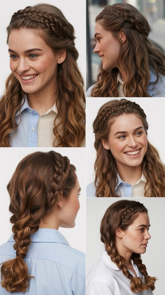 Braided Headband with Loose Hair