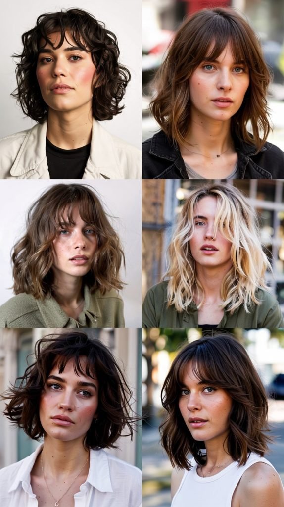  Choppy Lob With Curtain Bangs