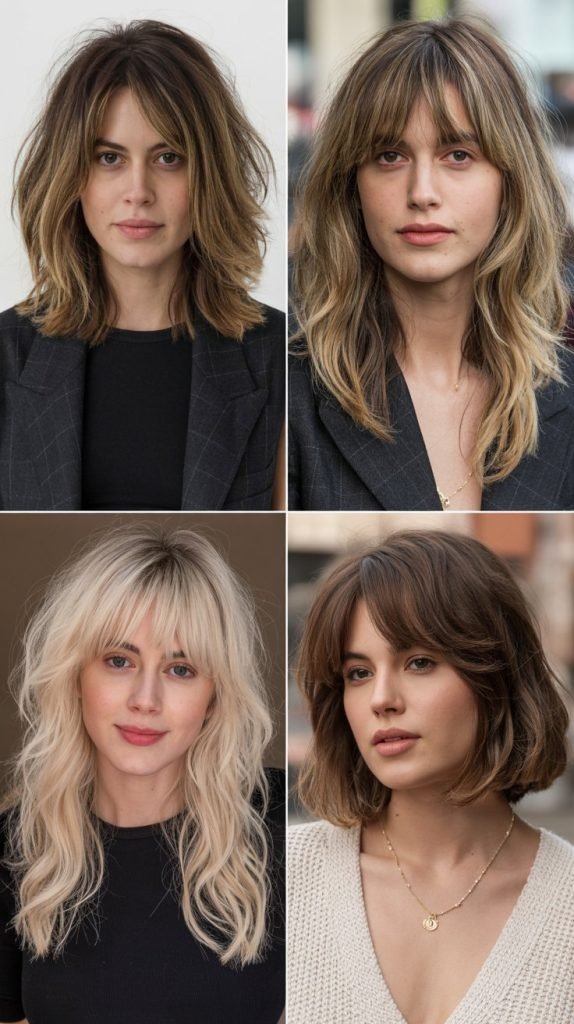  Choppy Long Bob With Curtain Bangs