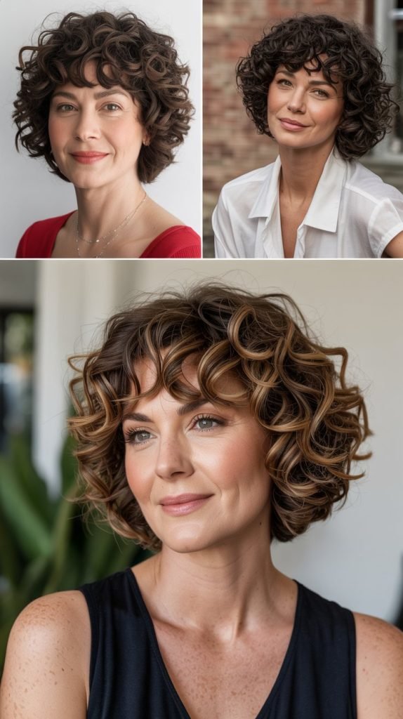 Curly Bob with Bangs