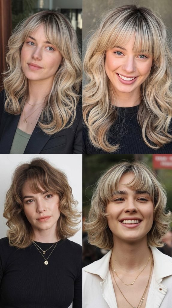  Curtain Bangs with Layered Waves