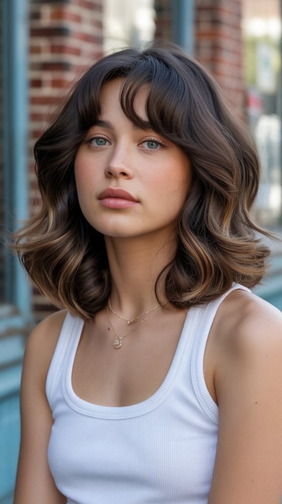  Curtain Bangs with Shoulder-Length Layers
