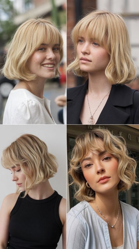 . Curved Bangs with Rounded Bob