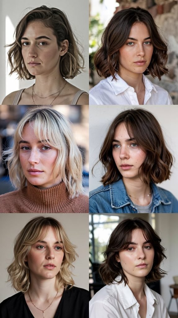  Lob With Side-Parted Curtain Bangs