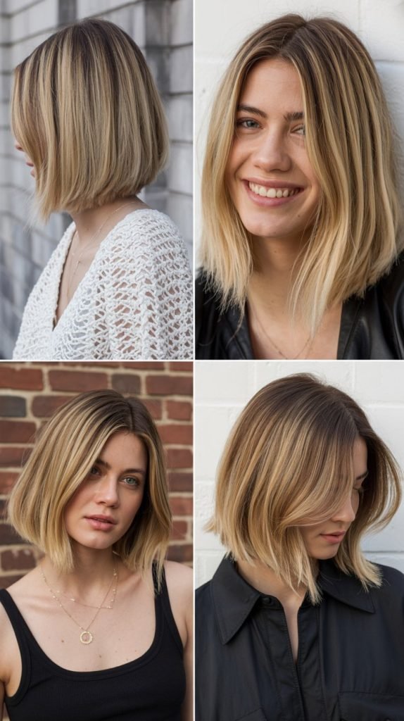 . Long Bob with Honey Blonde Tones