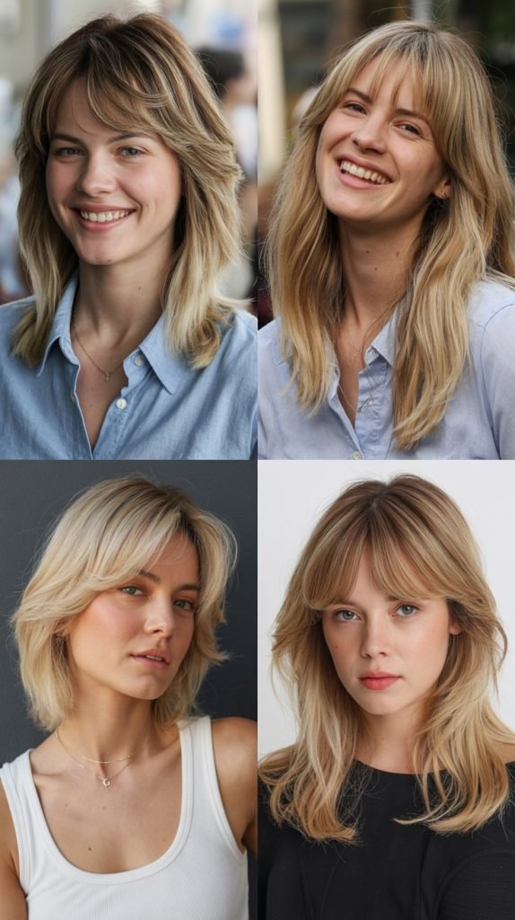  Long Feathered Bangs with Soft Layers