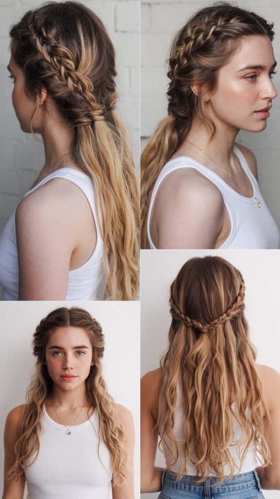 . Messy French Braid Crown