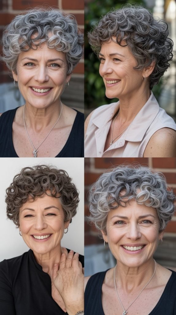Natural Gray Curly Pixie