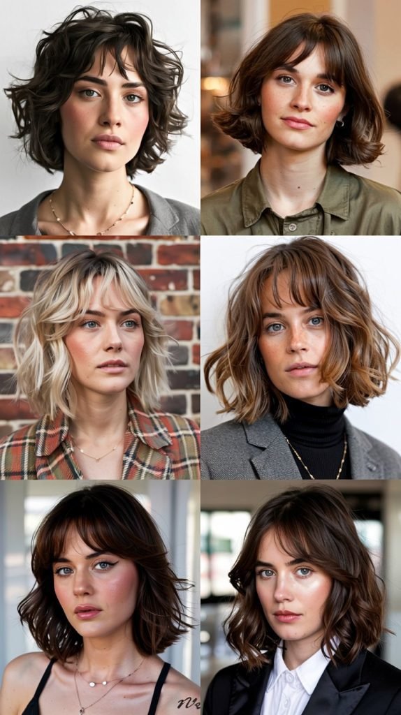 Polished Lob With Curtain Bangs