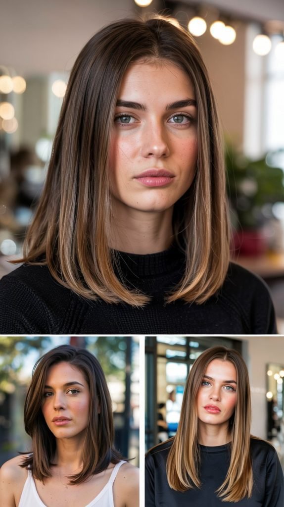  Angled Face-Framing with Straight Styling