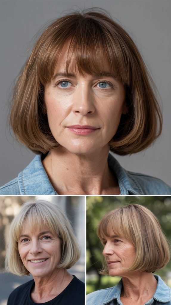  Chin-Length Bob with Blunt Bangs