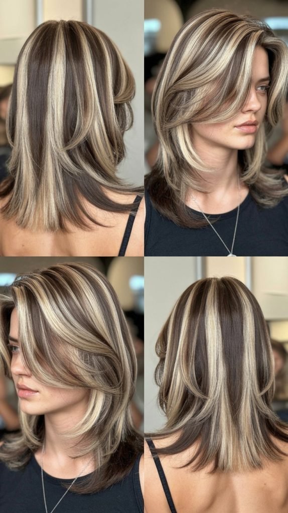  Layered Lob With Slicked-Back Styling