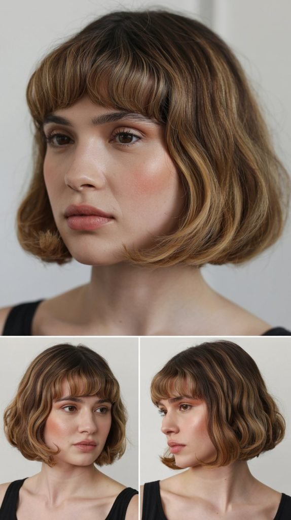 8. Rounded Bob with Soft Bangs