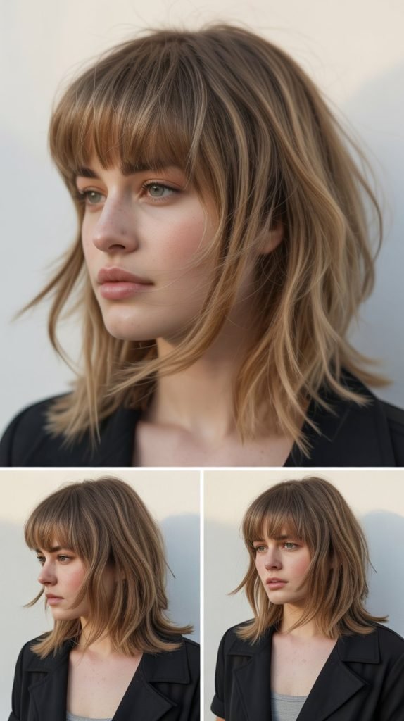 Textured Lob With Wispy Bangs