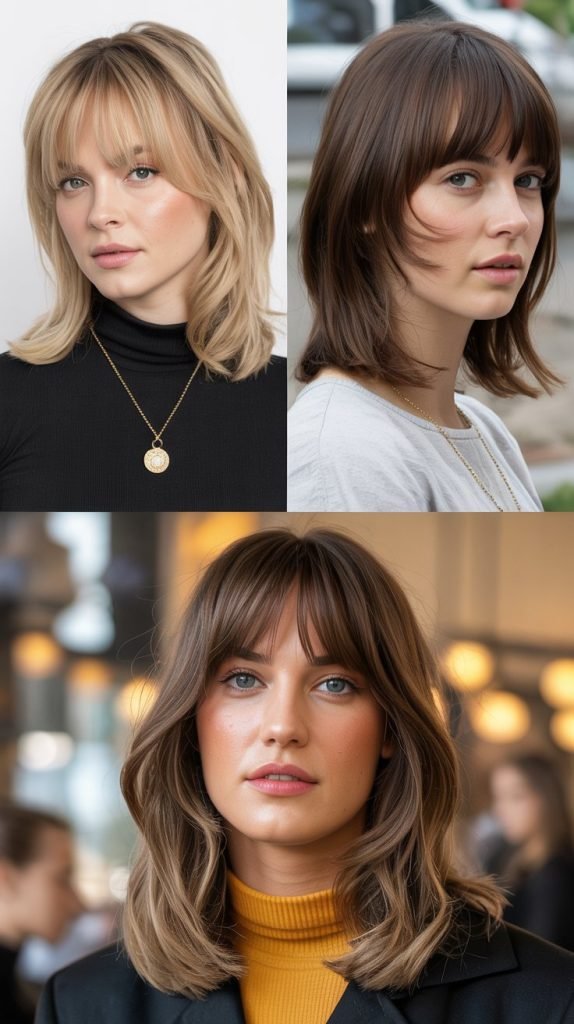  Face-Framing Layers with Blunt Bangs