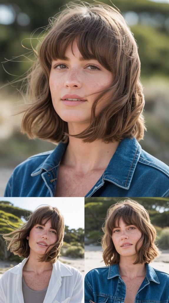 Brow-Skimming Bangs With Beachy Layers