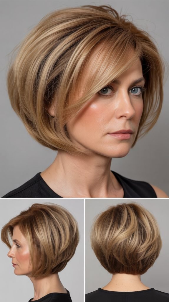 Angled Bob with Volume at Crown