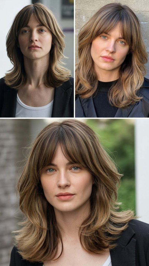 Layered Medium Hair With Long Bangs