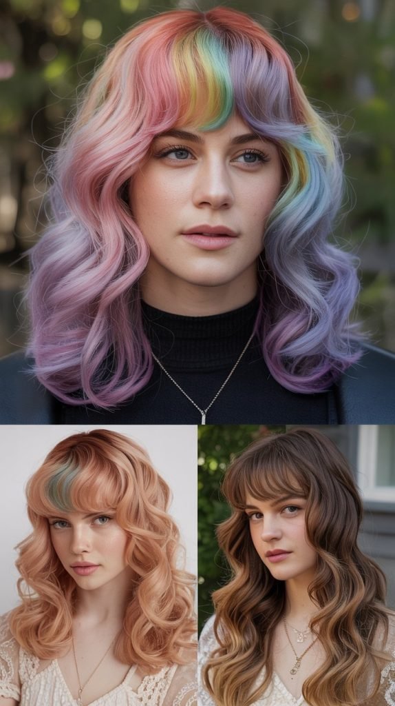 Romantic Waves With Arched Bangs