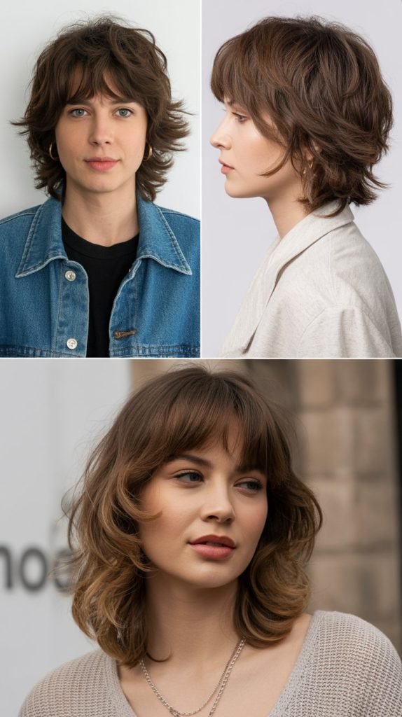 Shaggy Medium Length with Wispy Bangs
