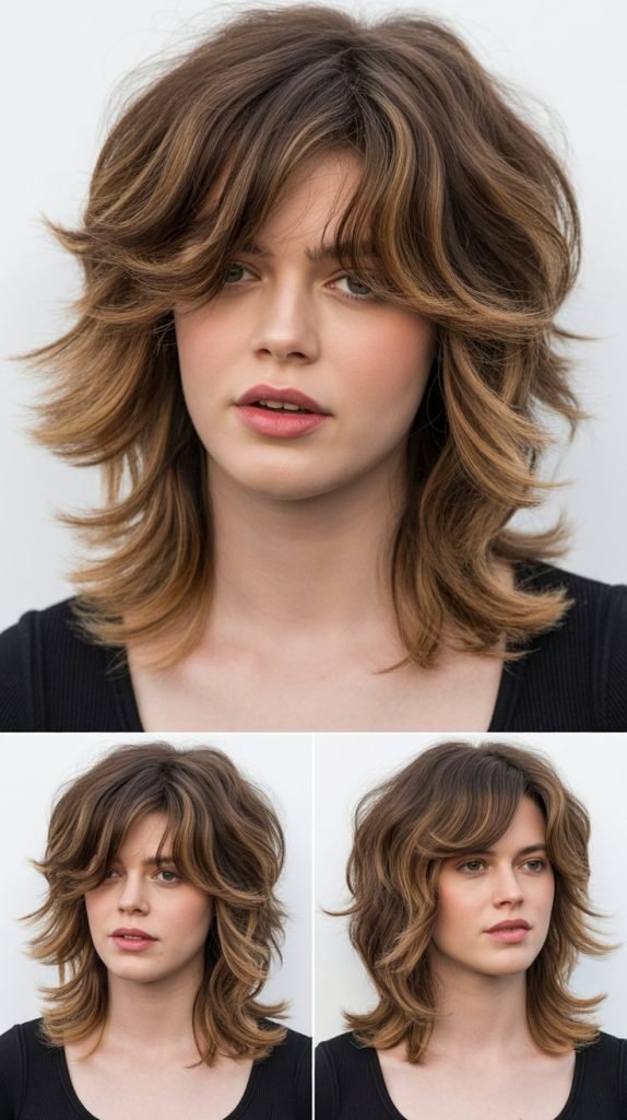 Shoulder-Length with Disconnected Layers and Choppy Bangs